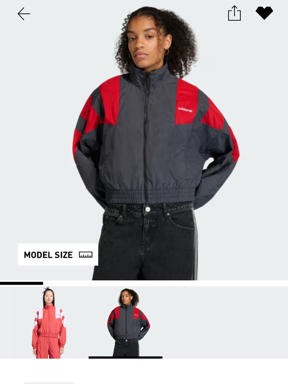 Adidas Sleek Windbreaker Zip Up Jacket in Grey Black & Red Funnel Neck